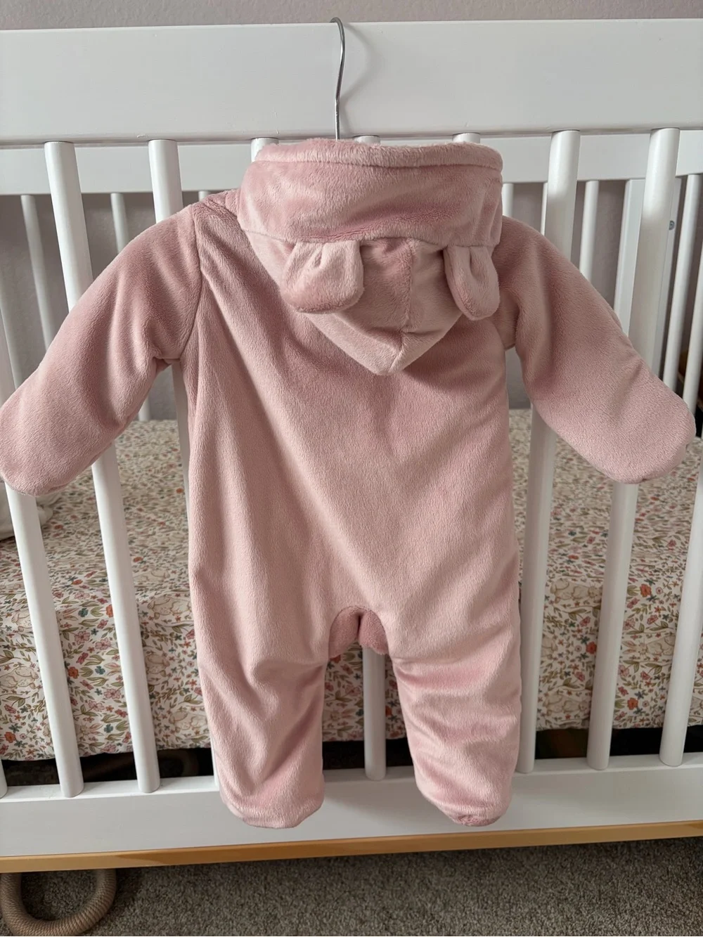 NWOT Carter's 3m Light Pink Hooded Fleece Baby Zipper Bear Footie
